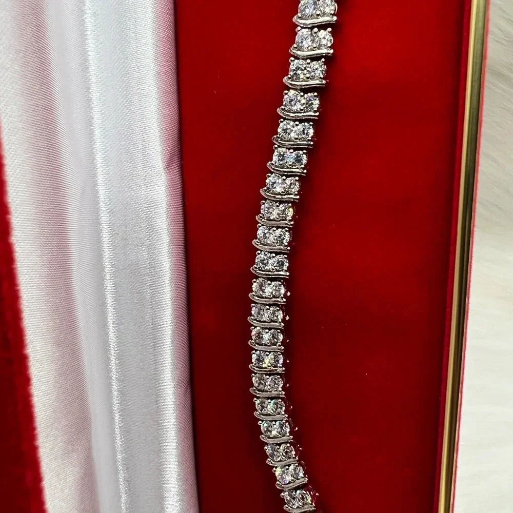 🖤New White Gold Finish Double Row Tennis Bracelet🖤 - Picture 7 of 10